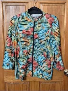 Inspirations by Jonelle Textured Zip-Front Jacket. Folds Are Not Printed